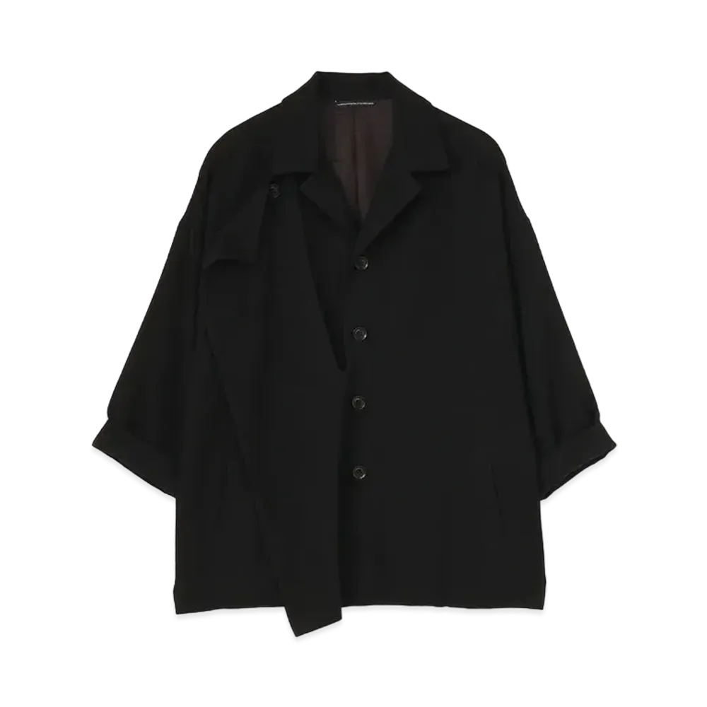Yohji Yamamoto Y's RAYON/WOOL TWILL 3/4 SLEEVES JACKET "Black"