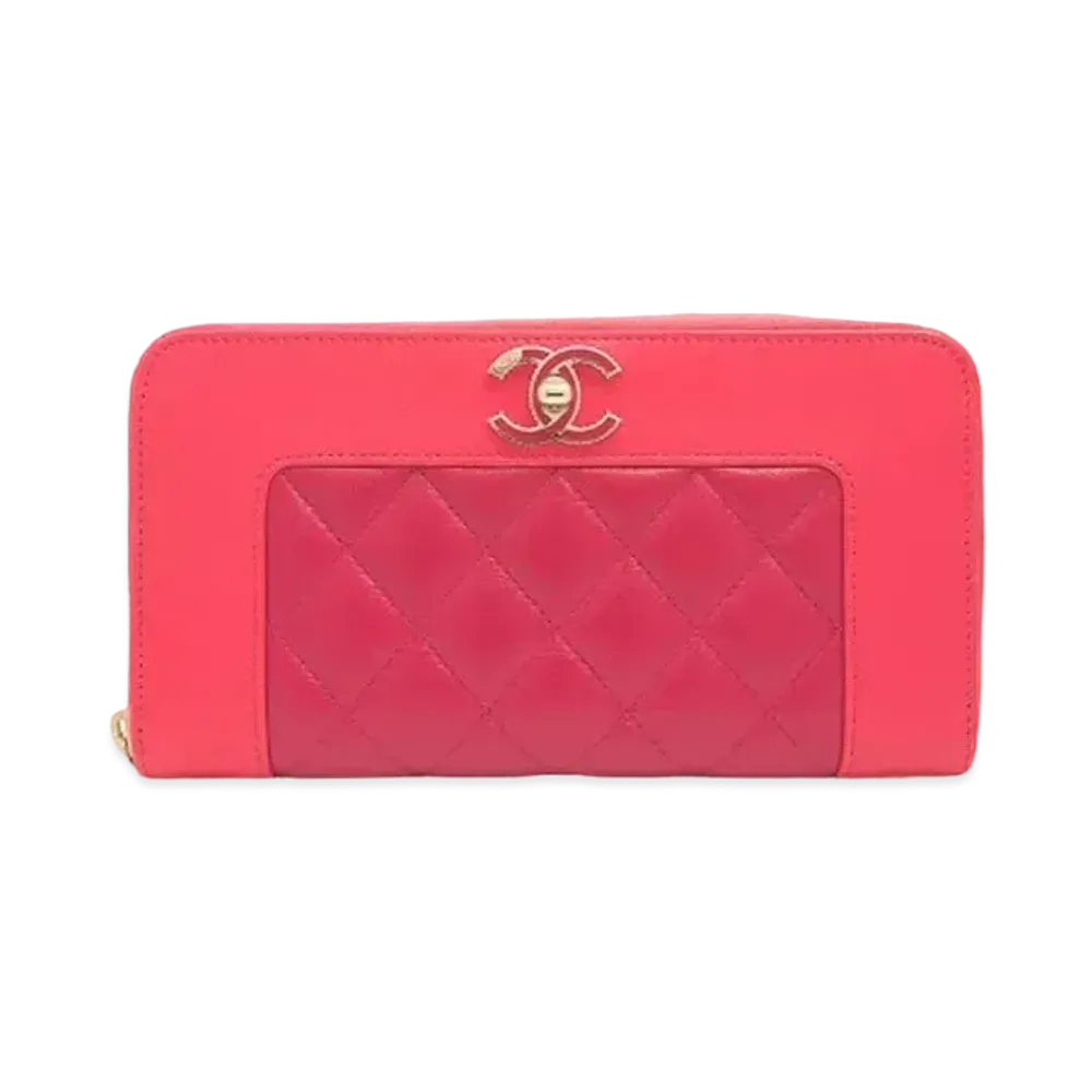 CAHNEL Mademoiselle Zip Long Wallet "Pink"