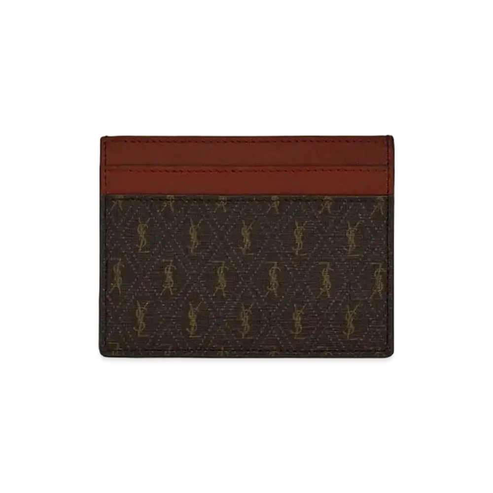 SAINT LAURENT Le Monogramme Card Holder In Saint Laurent Monogram Canvas "Chestnut"