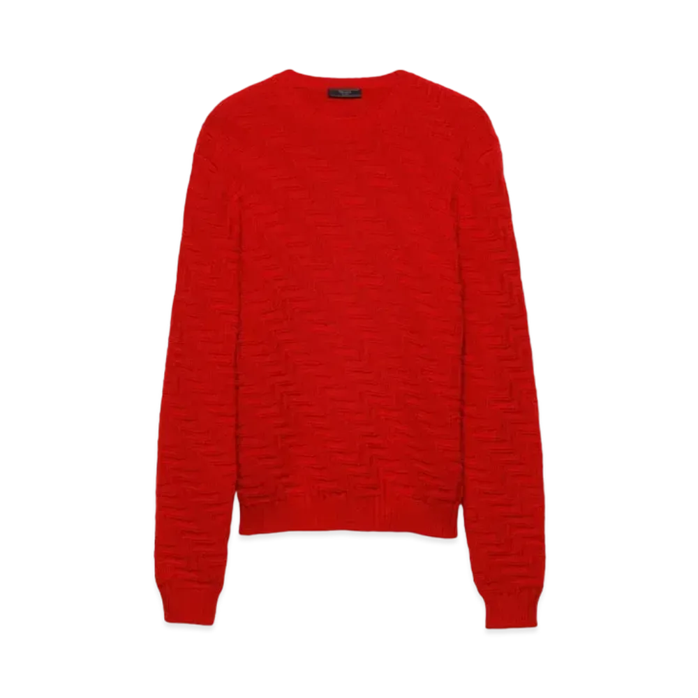 PRADA Men's Wool And Cashmere Crew-Neck Sweater "Red"