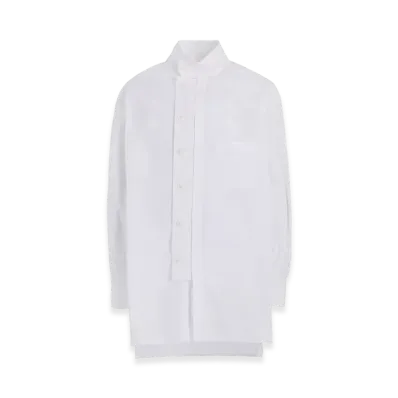 S'YTE Cotton Broad Multi-Buttoned Sleeves Stand Collar Shirt "White"