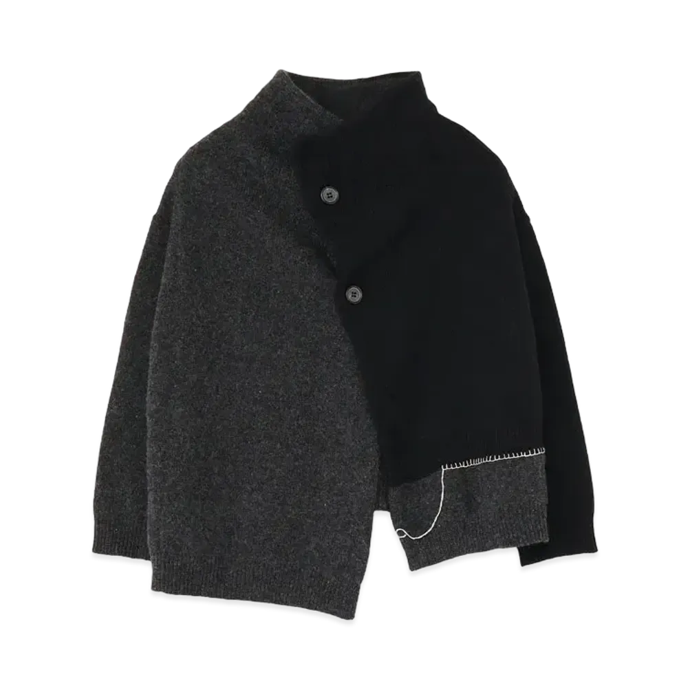 Yohji Yamamoto Y's PLAIN STICH HAND STITCH OFF NECK CARDIGAN "Charcoal"