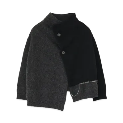 Yohji Yamamoto Y's PLAIN STICH HAND STITCH OFF NECK CARDIGAN "Charcoal"