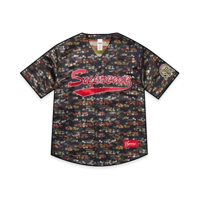 Supreme Floral Jacquard Baseball Jersey "Navy"