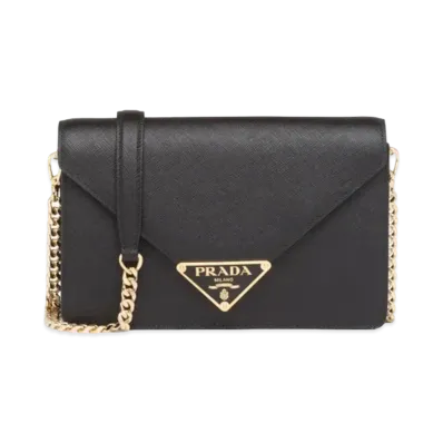 PRADA Saffiano Leather Shoulder Bag "Black"