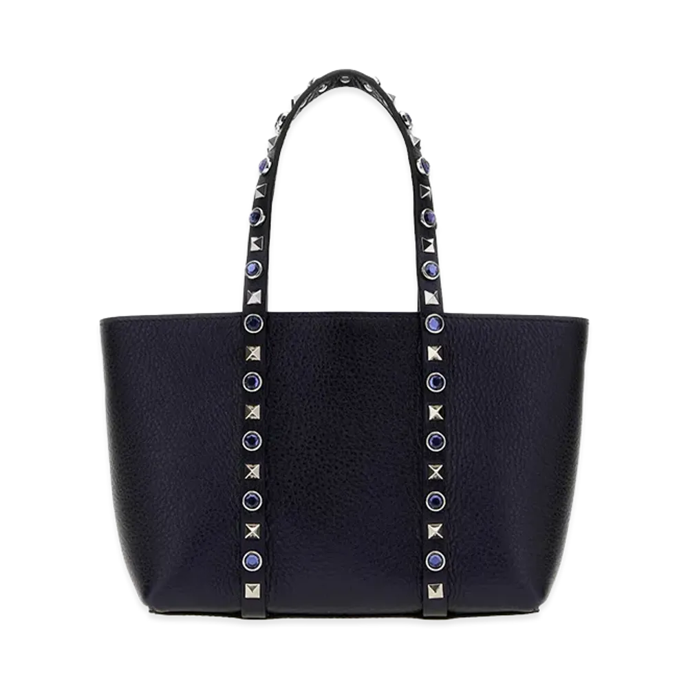 Valentino Women's Leather Mini Rockstud Handbag "Midnight Blue"
