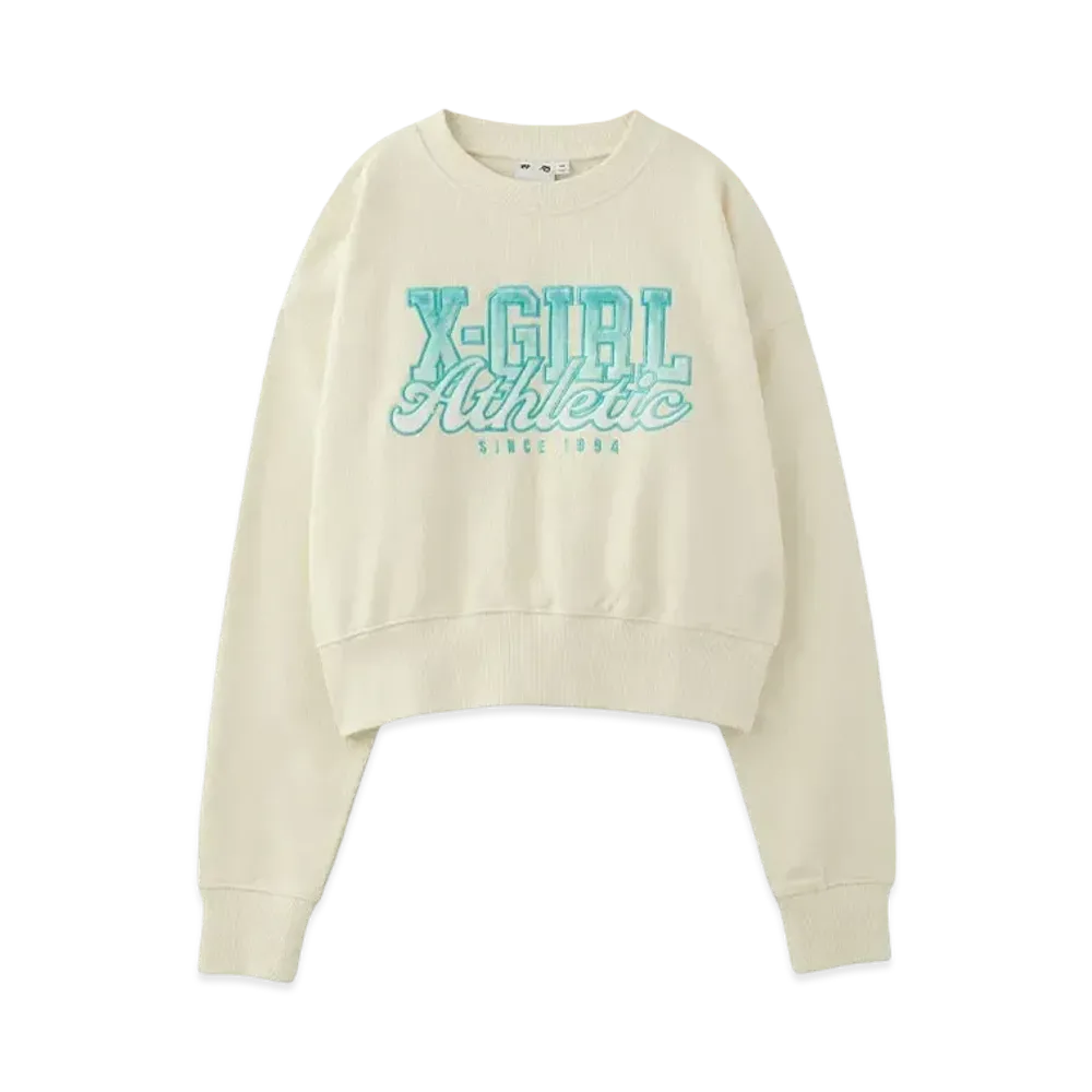 X-Girl Faux Fur Logo Compact Sweat Top "White"