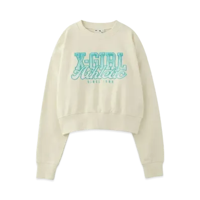 X-Girl Faux Fur Logo Compact Sweat Top "White"
