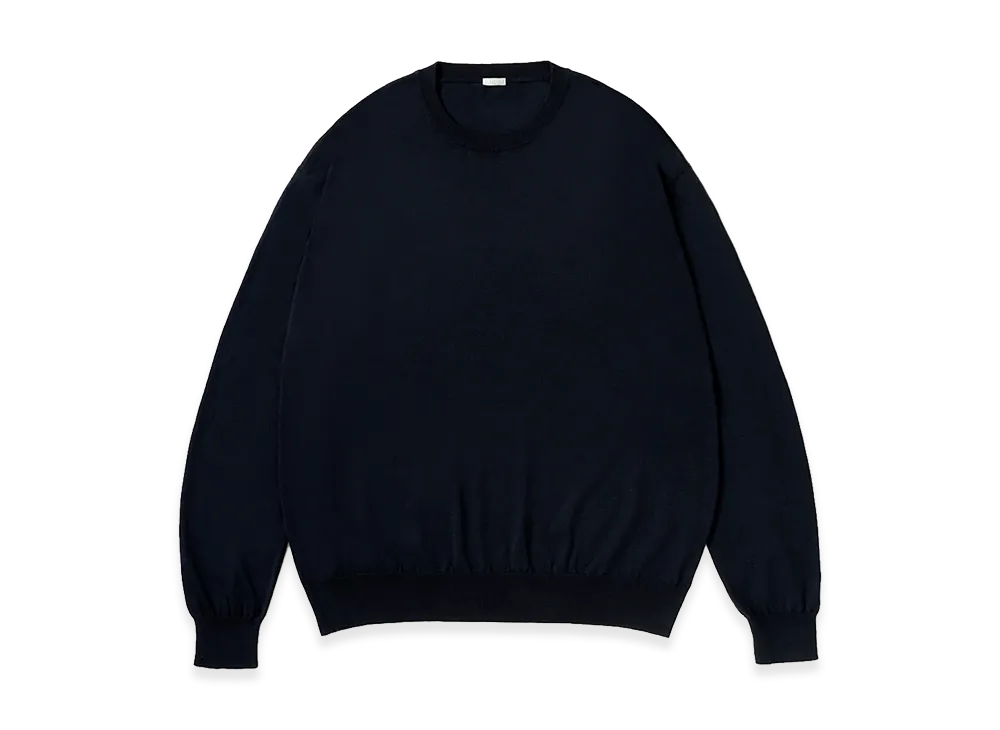A.PRESSE Wool Cotton High Gauge Crewneck Sweater "Navy"