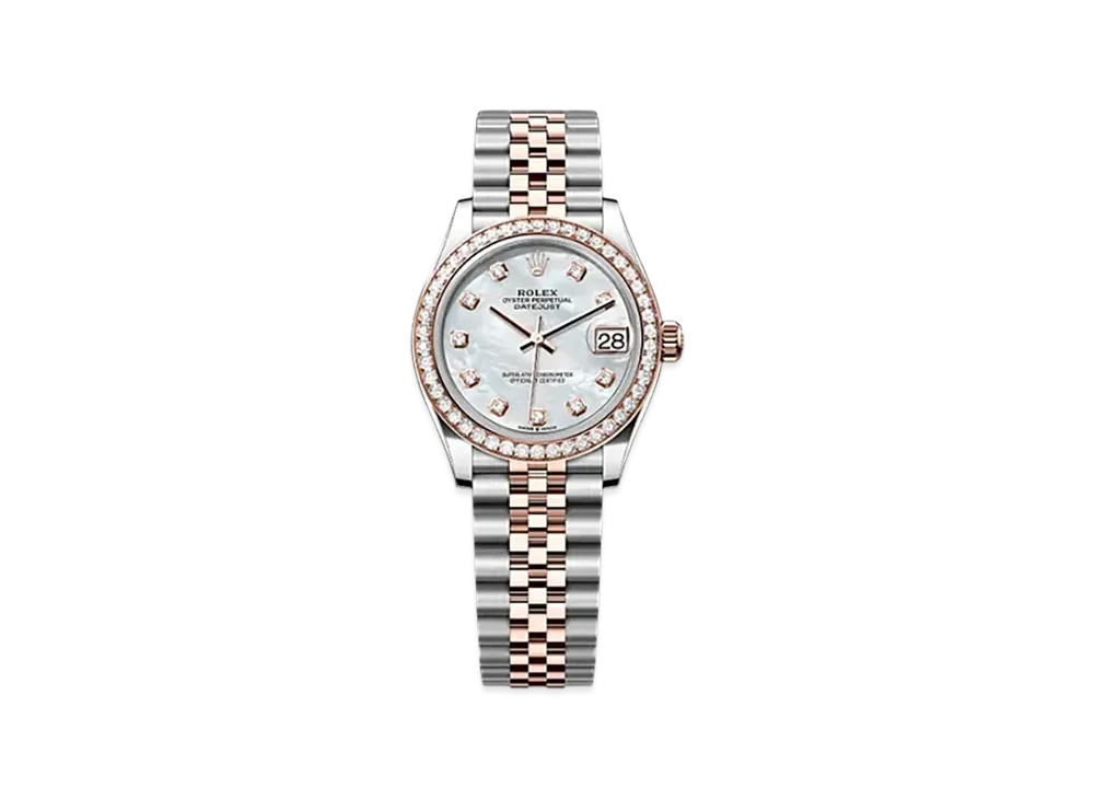 ROLEX Datejust 31mm Oystersteel & Everose Gold Diamond 278381RBR "White Mother-of-Pearl"