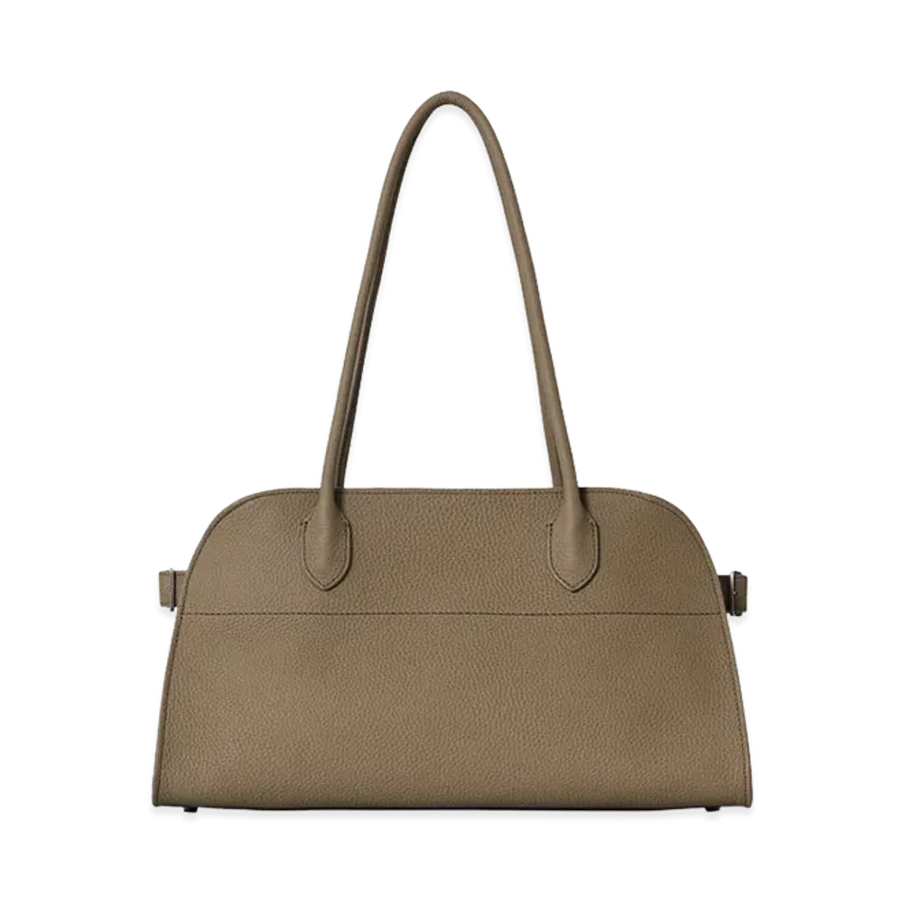 The Row Women's Margaux Shoulder 12 Leather Bag "Smoked Taupe"