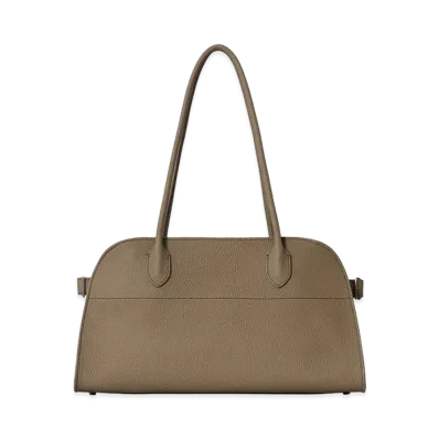 The Row Women's Margaux Shoulder 12 Leather Bag "Smoked Taupe"