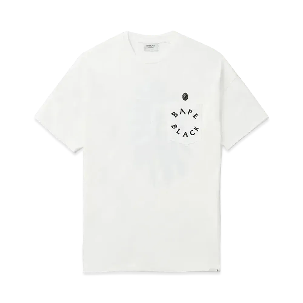 A BATHING APE Bape Black Ape Head Stitch Logo Pocket Tee "White"