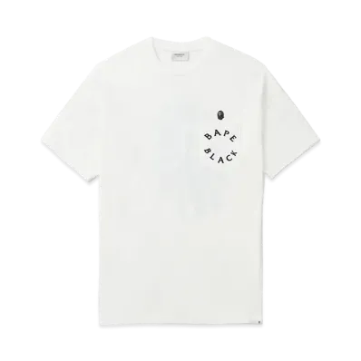A BATHING APE Bape Black Ape Head Stitch Logo Pocket Tee "White"