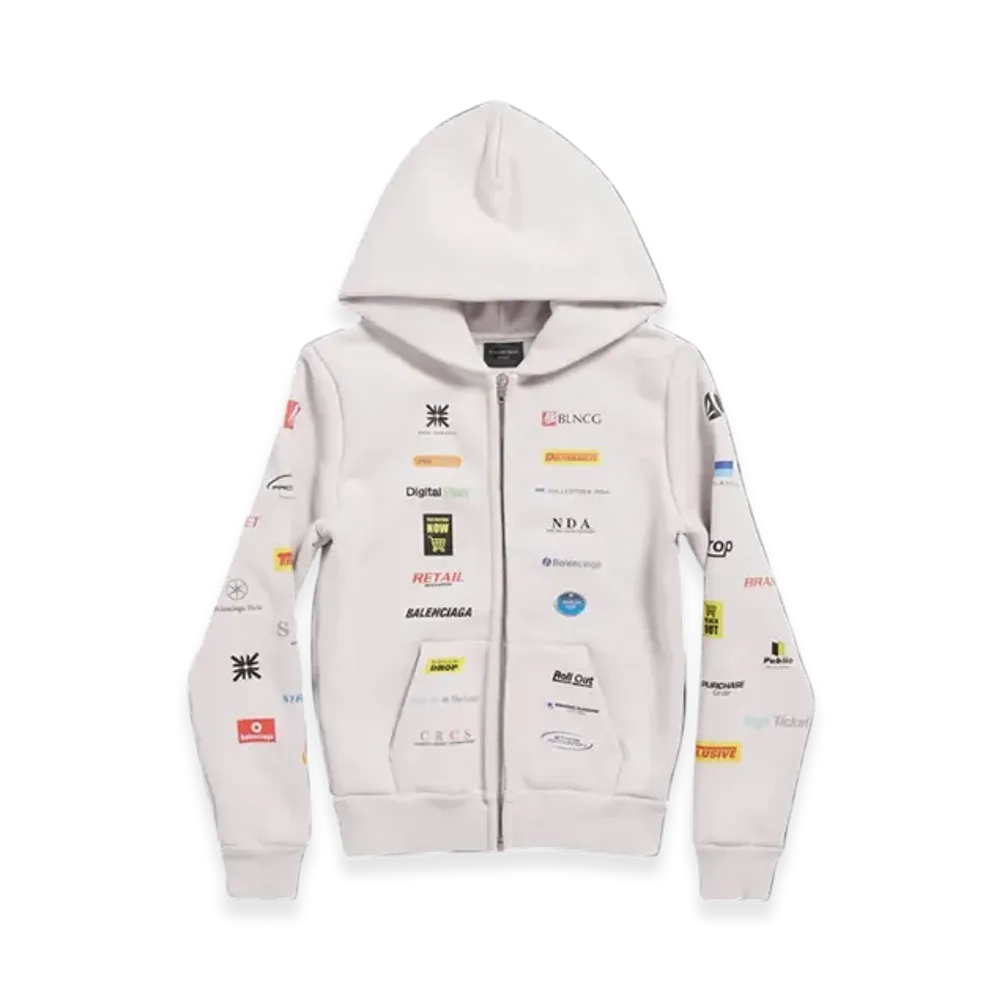 BALENCIAGA Business English Small Fit Zip Hoodie "Off White"