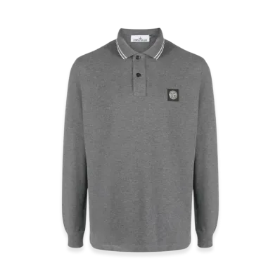 Stone Island 2SL18 Long Sleeve Stretch Cotton Pique Polo Shirt - 23FW "Dark Grey Melange"