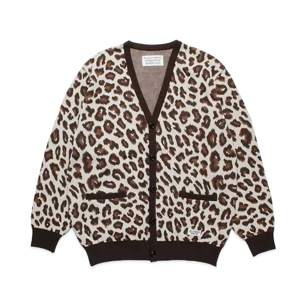 WACKO MARIA Leopard Knit Jacquard Cardigan "White"