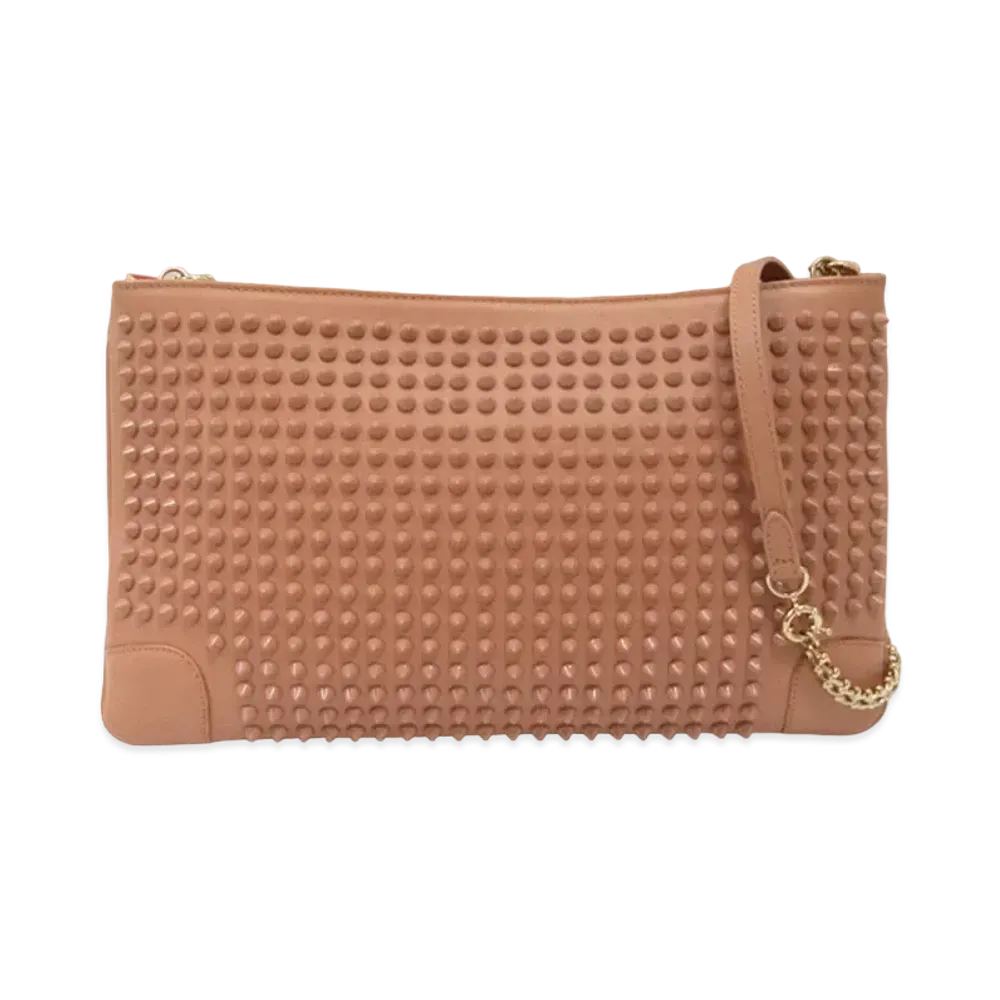 Christian Louboutin Piloutin Studs Leather 2Way Clutch "Beige"