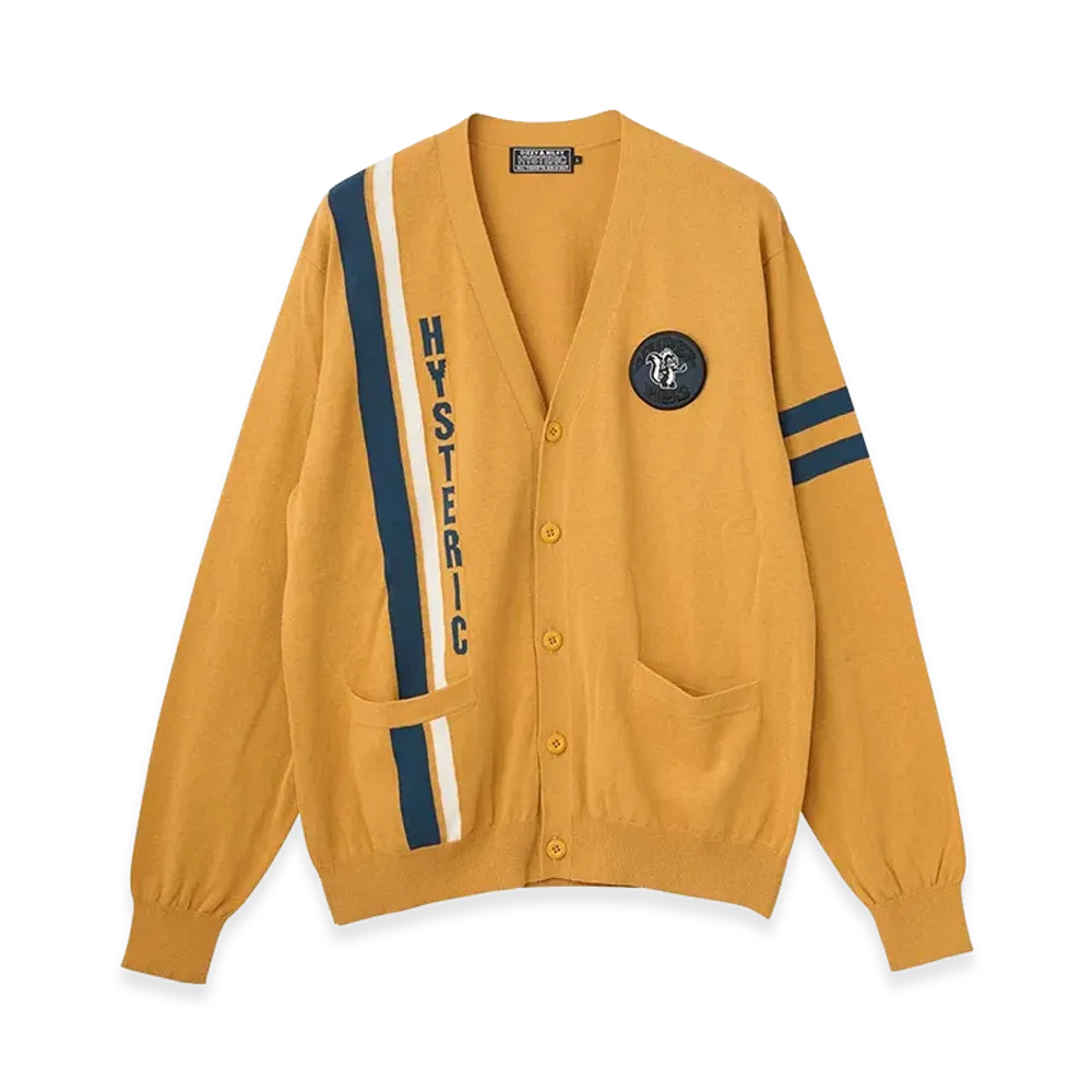 HYSTERIC GLAMOUR Super HYS Patch Cardigan "Yellow"
