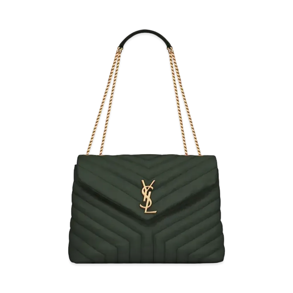 Saint Laurent Loulou Medium In Matelasse Y Leather "Dark Green"