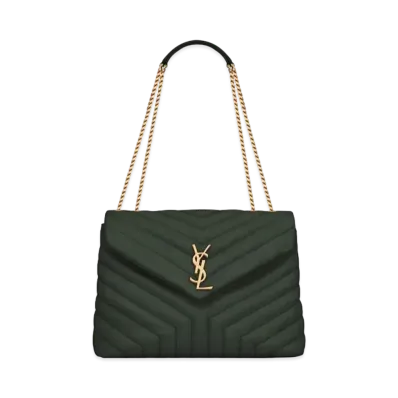 Saint Laurent Loulou Medium In Matelasse Y Leather "Dark Green"