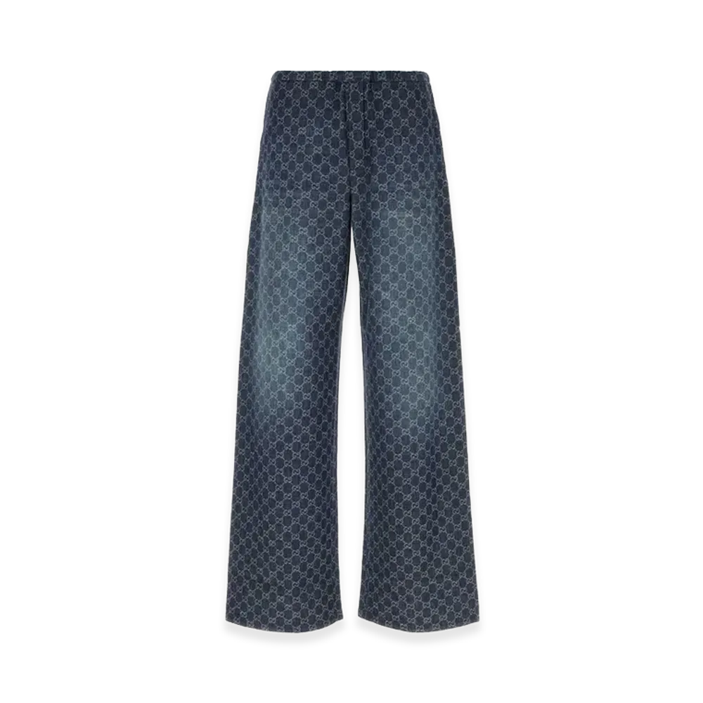 GUCCI Horsebit Detail Cotton Denim Pants "Blue"