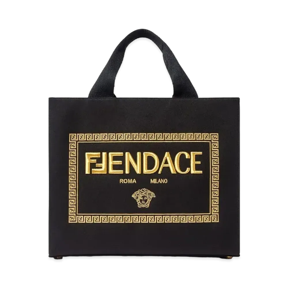 FENDI x Versace Fendace Logo Medium Tote Bag "Black"