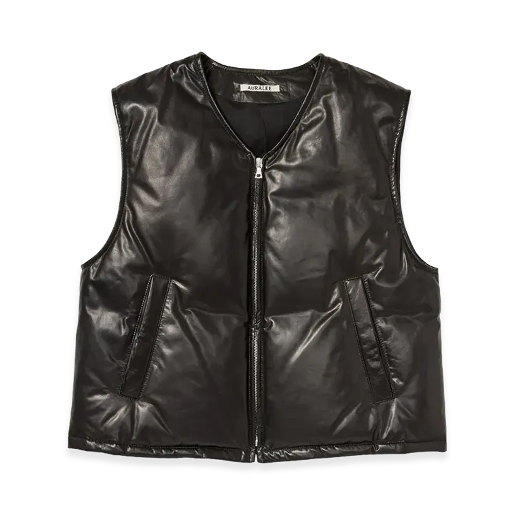 AURALEE Fine Calf Leather Down Vest "Black"
