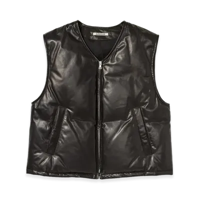 AURALEE Fine Calf Leather Down Vest "Black"