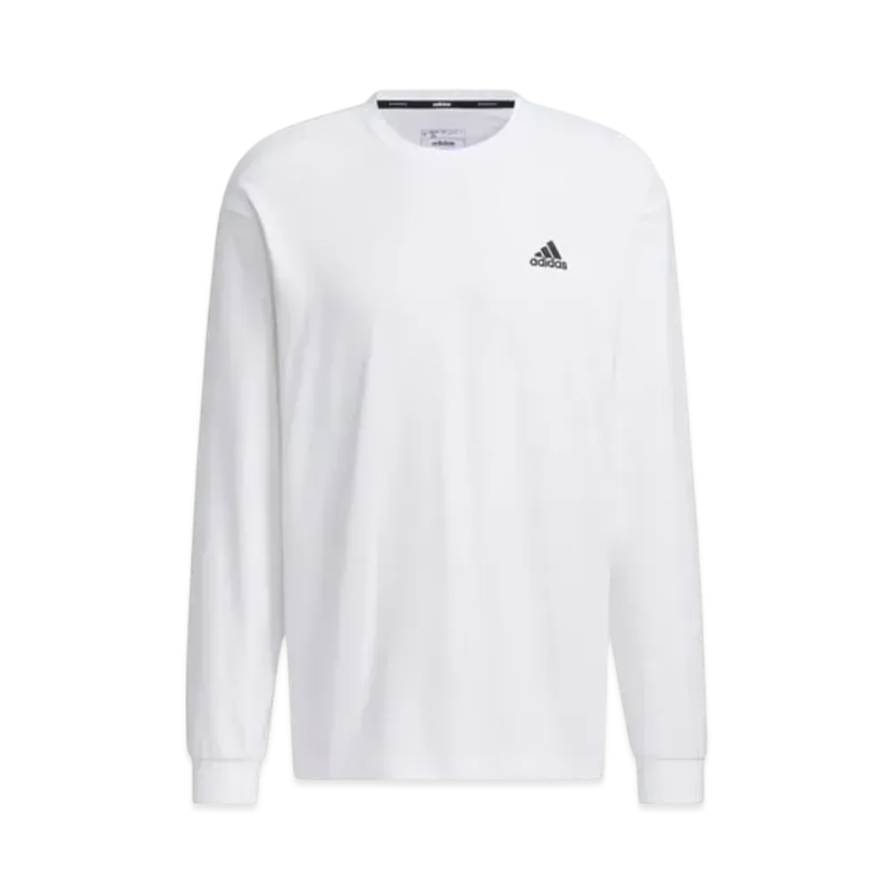 adidas Essentials Plus Loose Fit Small Logo Long Sleeve T-Shirt "White"
