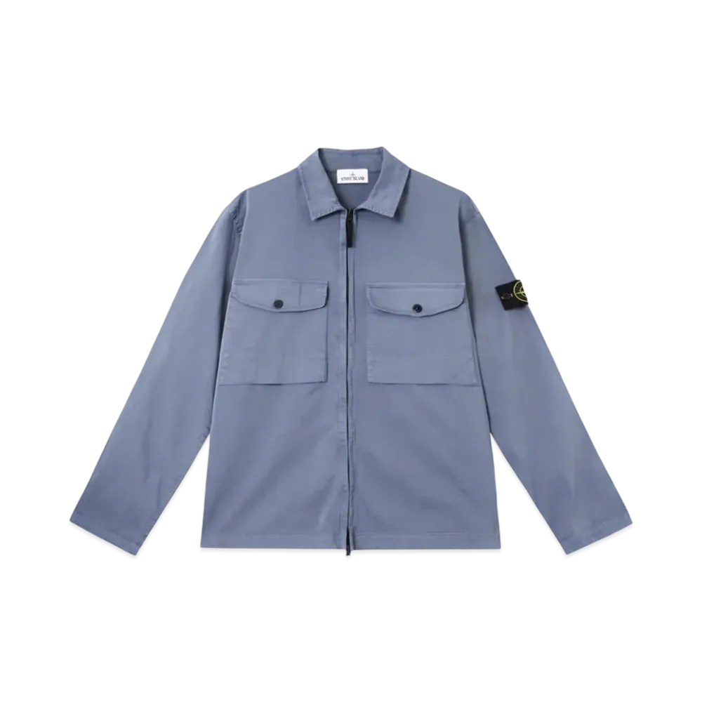 Stone Island 1200128 Organic Stretch Cotton Satin "Avio Blue"