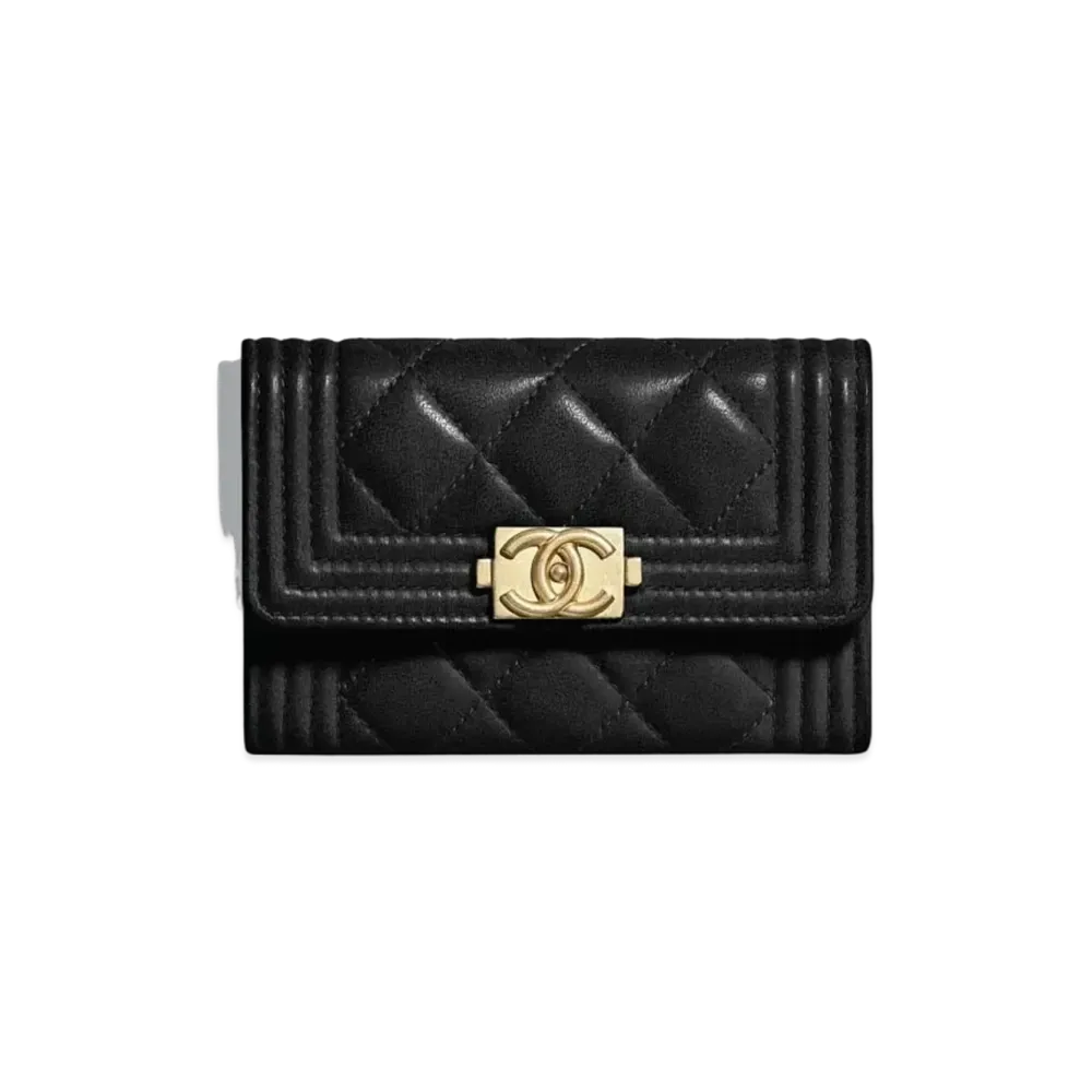 CHANEL Boy Chanel Flap Card Case Lambskin "Black"