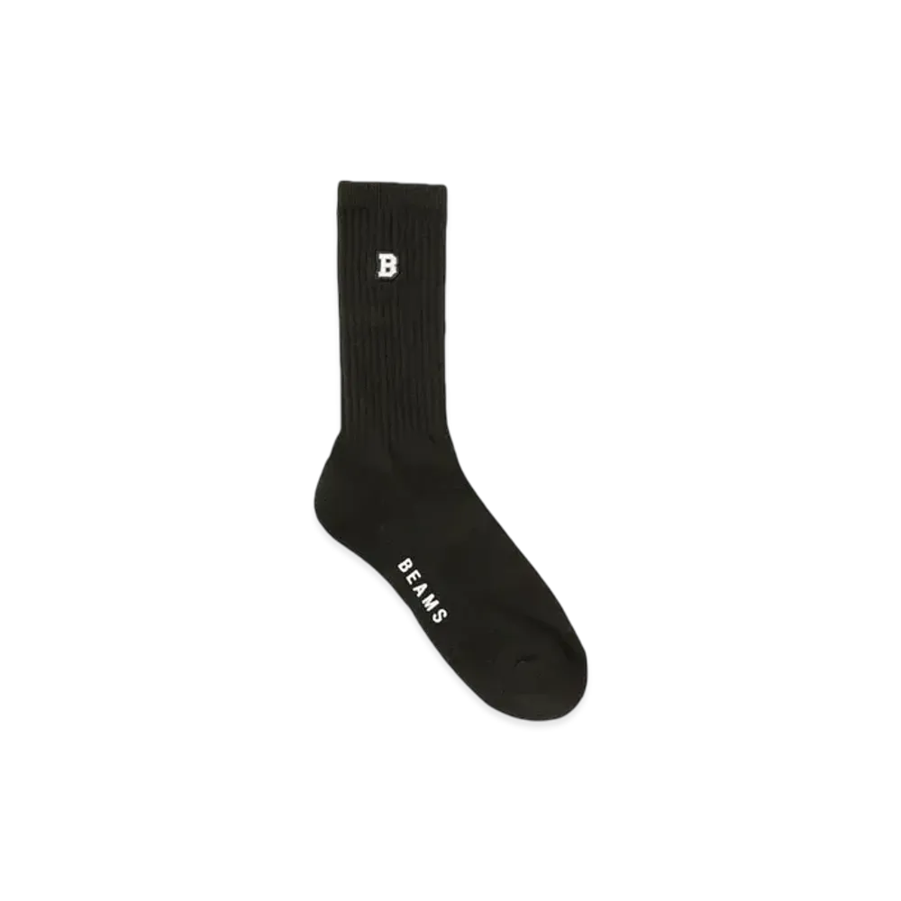 BEAMS B Patch Logo Socks "Black"