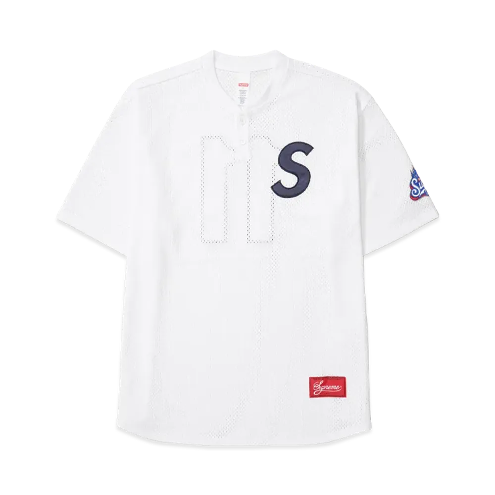 Supreme S Logo Baseball Henley "White"