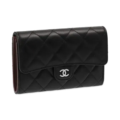 CHANEL lambskin Matelasse Chain Wallet "Black"