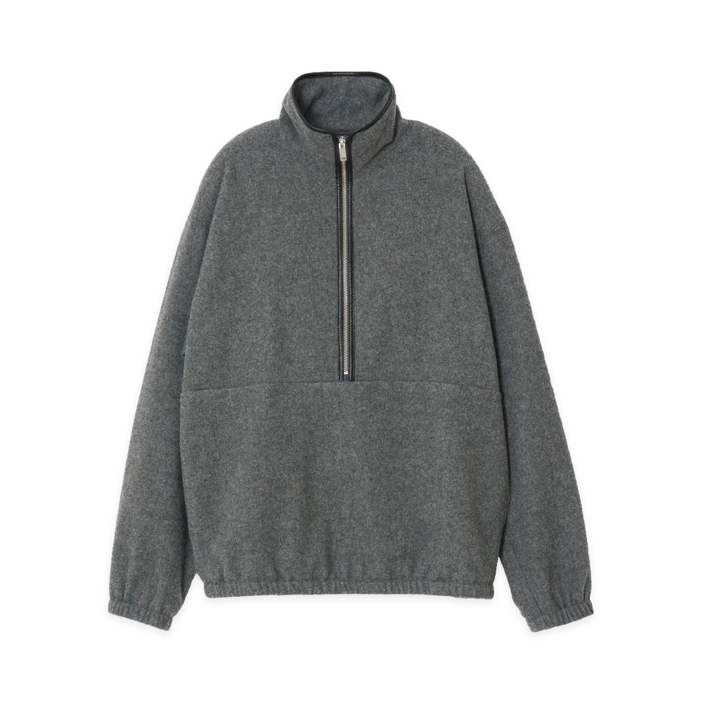 YOKE Wool Cashmere Fleece Half Zip Pullover "Gray"