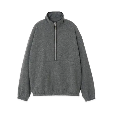 YOKE Wool Cashmere Fleece Half Zip Pullover "Gray"