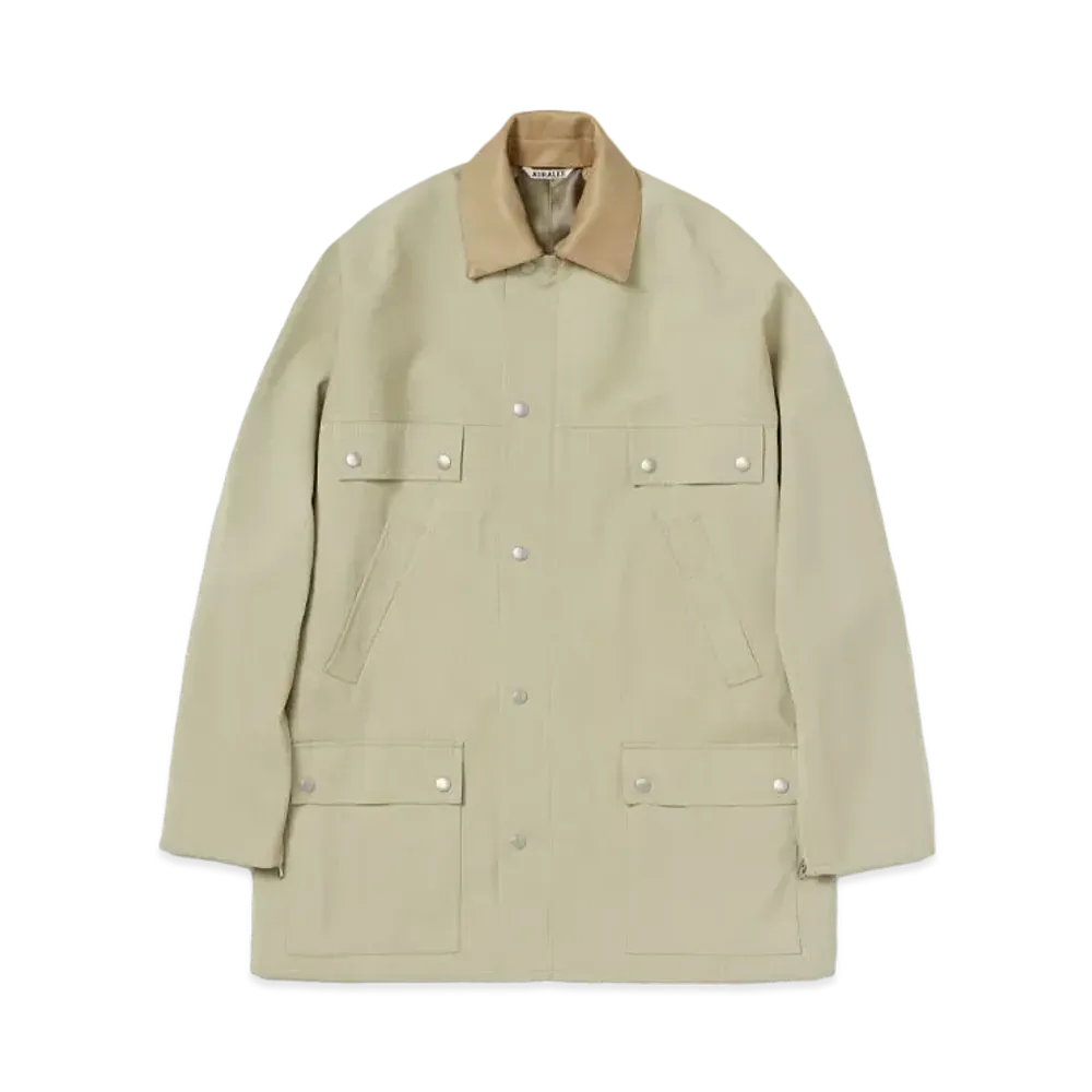 AURALEE Wool Cavarly Twill Laminate Hunting Blouson "Light Khaki"