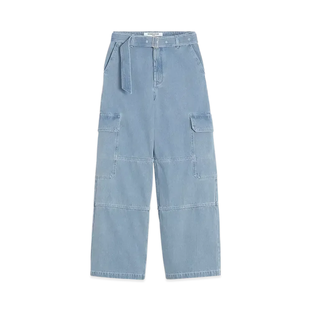 Maison Kitsune Belted Utility Denim Pants "Bleached Indigo"