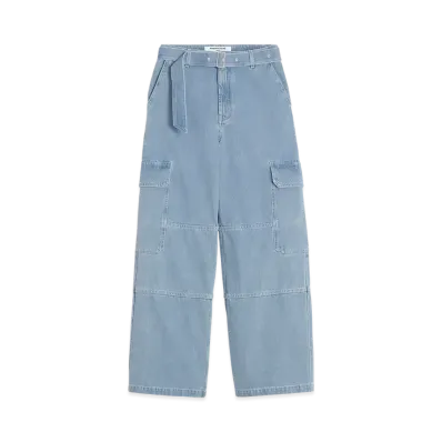 Maison Kitsune Belted Utility Denim Pants "Bleached Indigo"