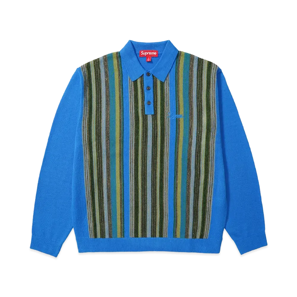 Supreme Multi Stripe Polo Sweater "Blue"