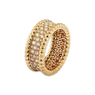 Van Cleef & Arpels Perlee diamonds ring 3 rows model "18K Yellow gold/Diamond"