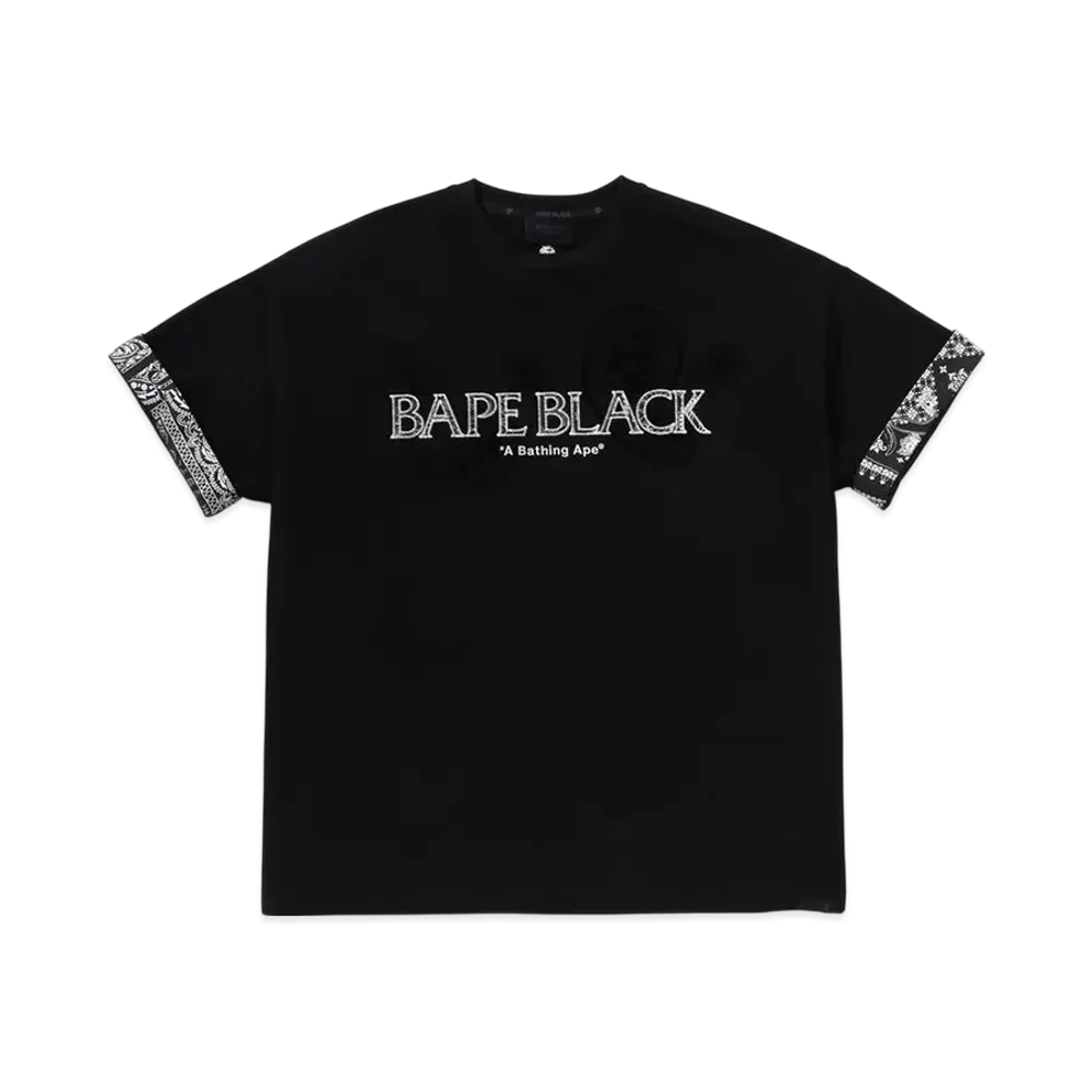 A BATHING APE Bape Black Paisley Patch Logo Tee "Black"