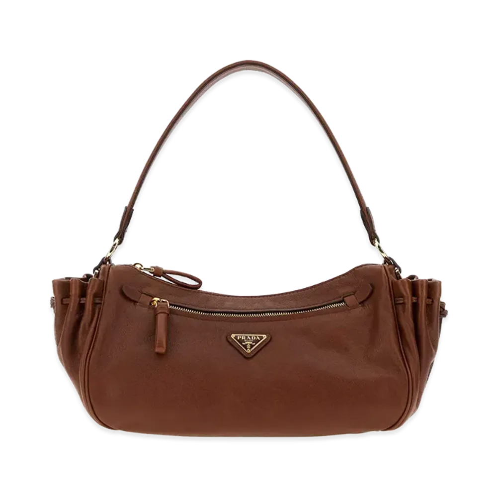 PRADA Wonen's Leather Small Shoulder Bag "Brown"