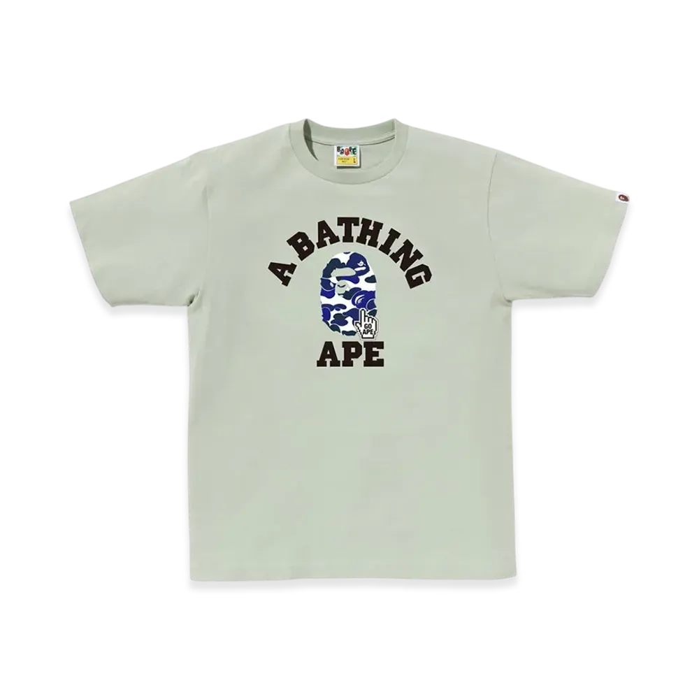 A BATHING APE Bape Camo Go Ape Pointer College Tee "Green"