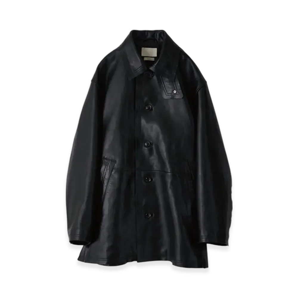 YOKE Cut-Off Sheep Leather Car Coat "Black"