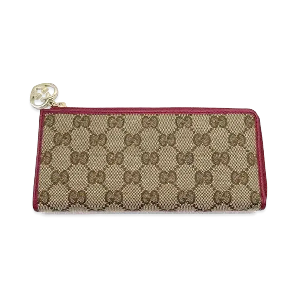 GUCCI GG Canvas Heart Charm Wallet