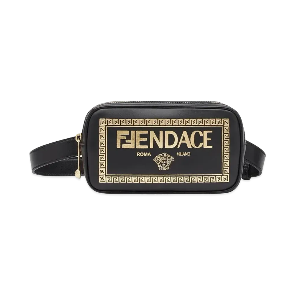 FENDI x Versace Fendace Printed Black Leather Logo Bag "Black"