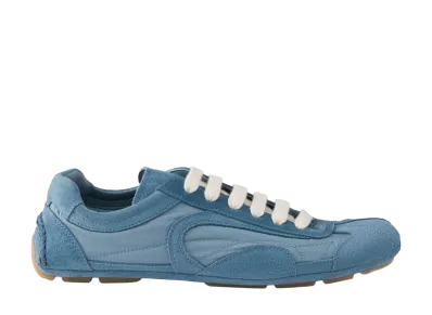 PRADA Women's Light Blue Suede And Re-Nylon Montecarlo Re-Edition 2005 Sneakers "Light Blue"