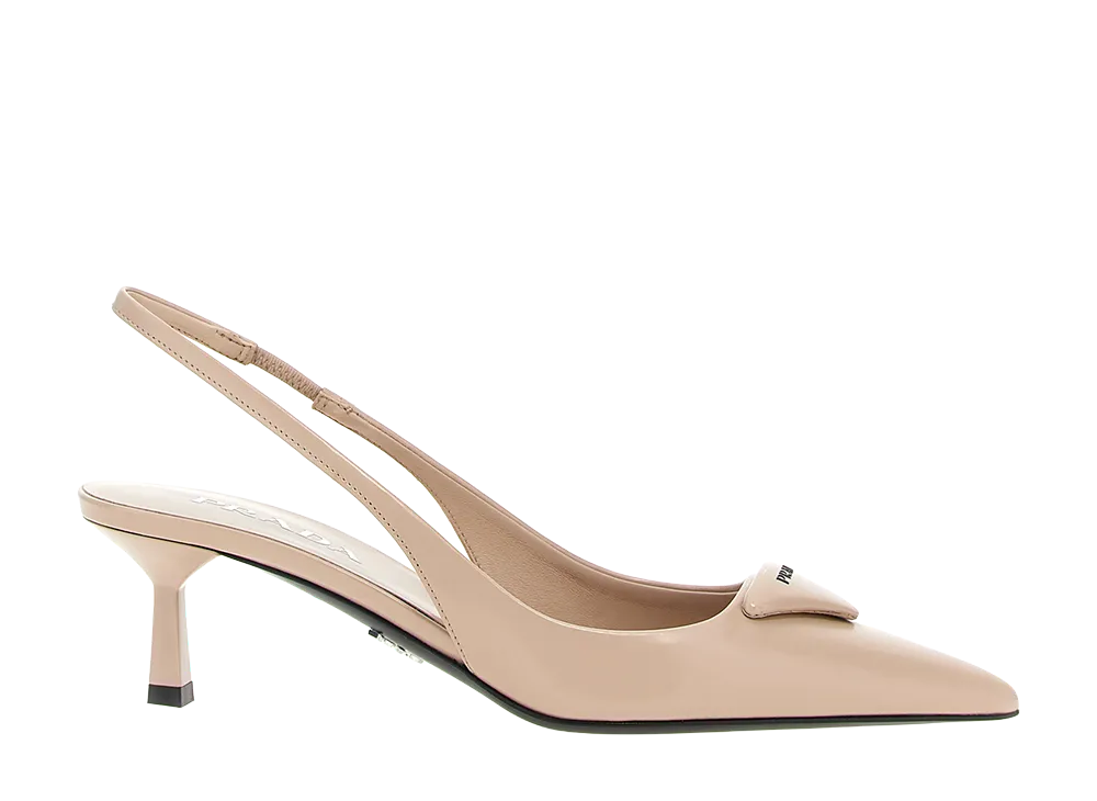 PRADA Women's Triangle Logo Slingback "Pink"
